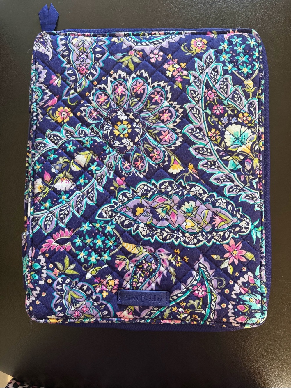 Vera Bradley Navy Floral Paisley Quilted Zip Case
